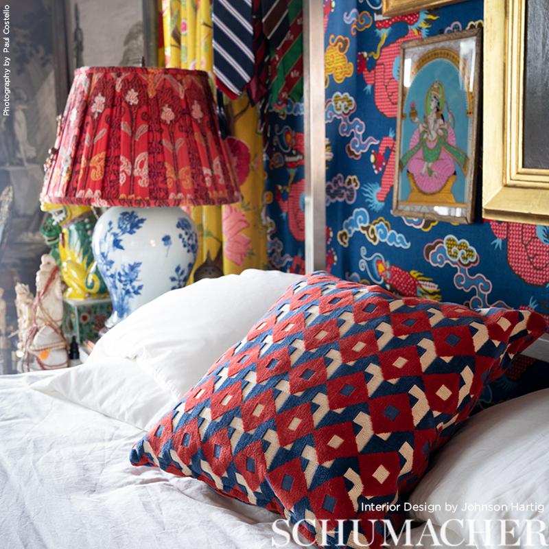 Schumacher Dazzle Ship Velvet Blue & Red Fabric