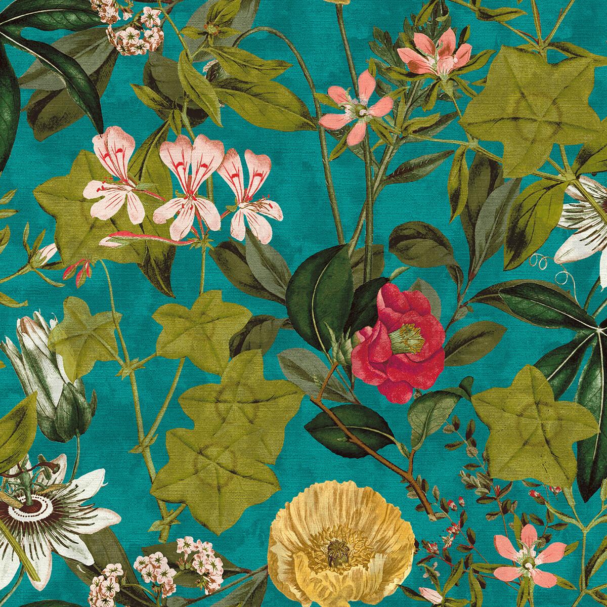 Clarke & Clarke PASSIFLORA KINGFISHER Fabric