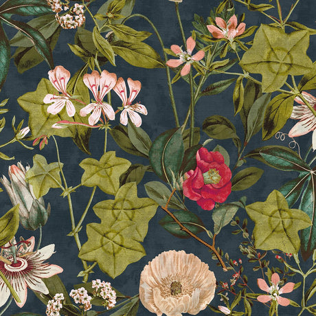 Clarke & Clarke PASSIFLORA MIDNIGHT/SPICE Fabric