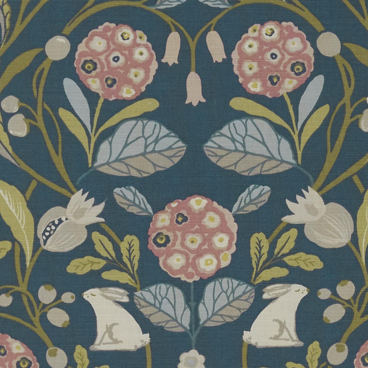 Clarke & Clarke FORESTER TEAL/BLUSH Fabric