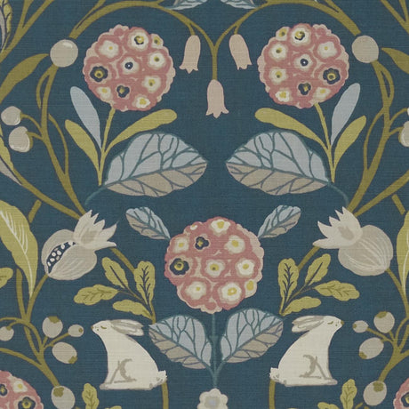 Clarke & Clarke FORESTER TEAL/BLUSH Fabric