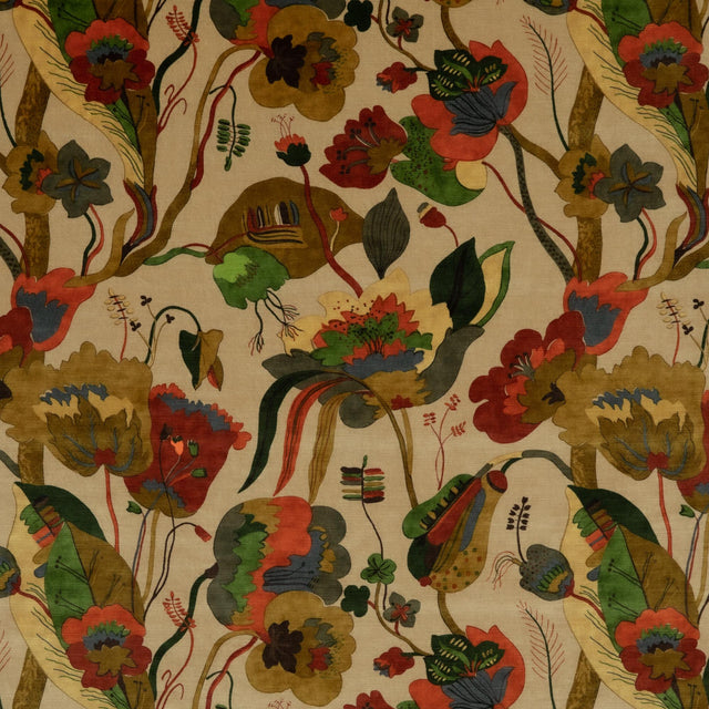 G P & J Baker CALIFORNIA VELVET RED/CREAM Fabric