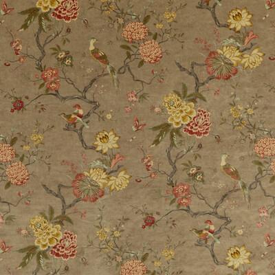 G P & J Baker ORIENTAL BIRD VELVET MOLE Fabric