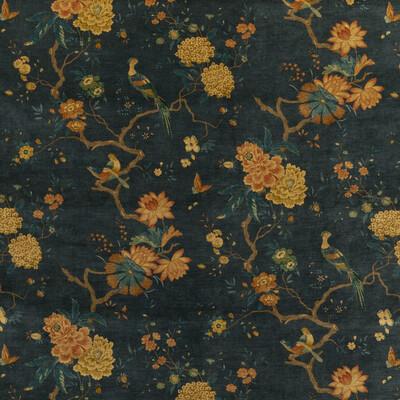 G P & J Baker ORIENTAL BIRD VELVET TEAL Fabric