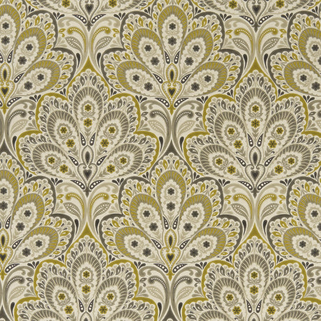 Clarke & Clarke PERSIA CHARCOAL/OCHRE Fabric