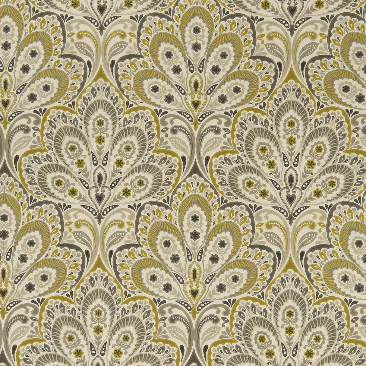 Clarke & Clarke PERSIA CHARCOAL/OCHRE Fabric