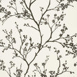 Schumacher Twiggy Vinyl Black On Ivory Wallpaper