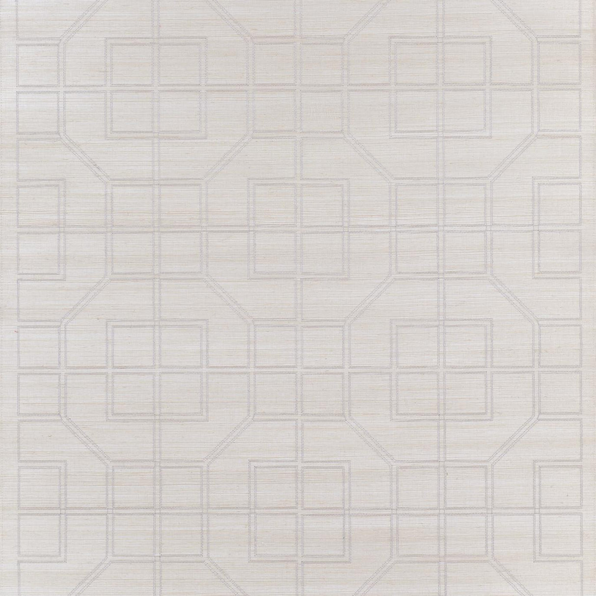Schumacher Linyi Embroidered Fret Sisal Natural Shimmer Wallpaper