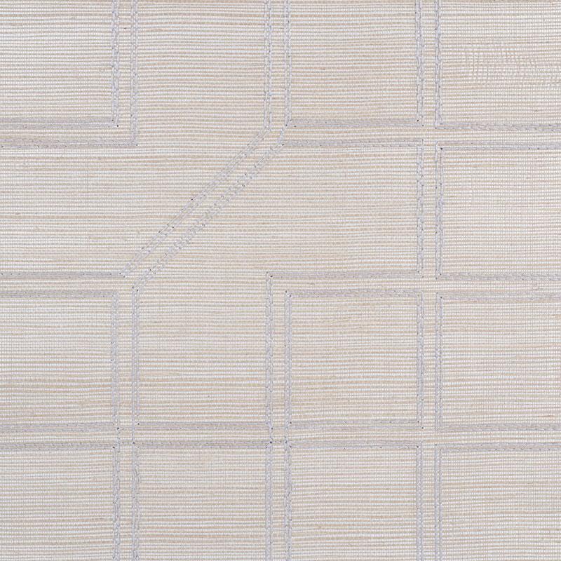 Schumacher Linyi Embroidered Fret Sisal Natural Shimmer Wallpaper