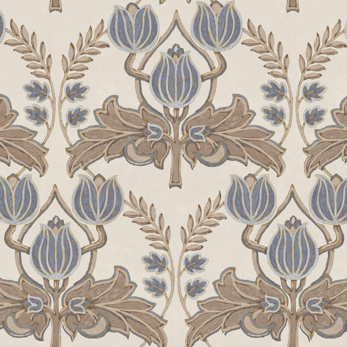 JF Fabrics 52030 Beige/Brown/Blue/Grey (35) Wallpaper