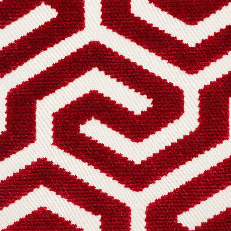 Schumacher Ming Fret Velvet Red Fabric