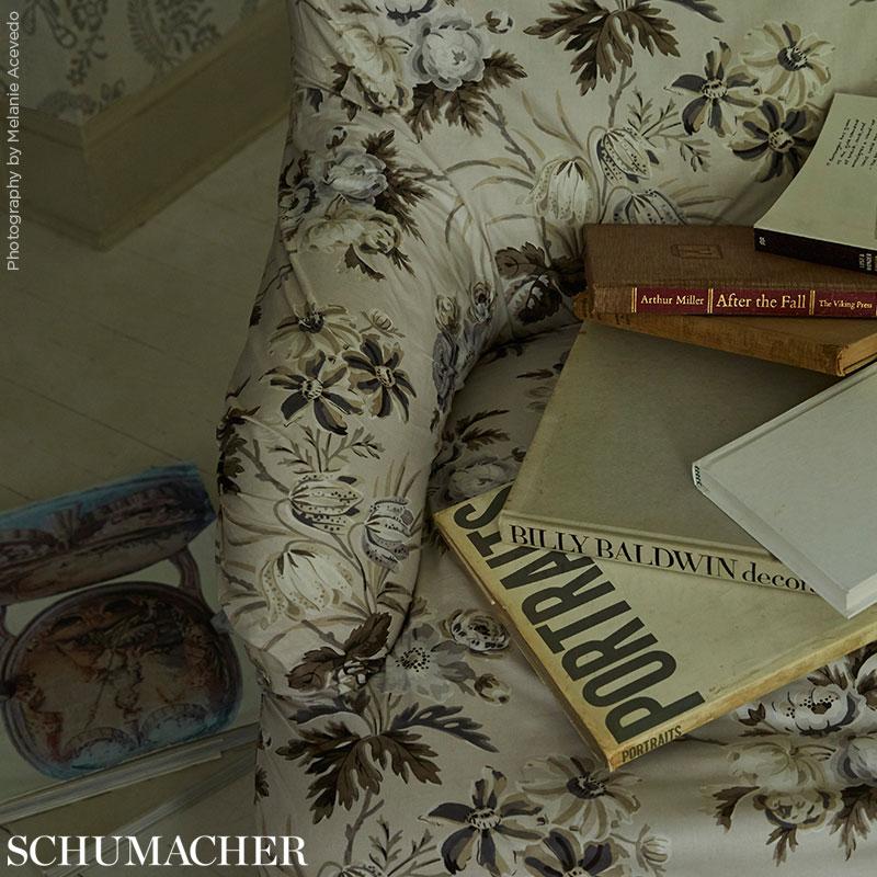 Schumacher Cecil Chintz Grisaille Fabric