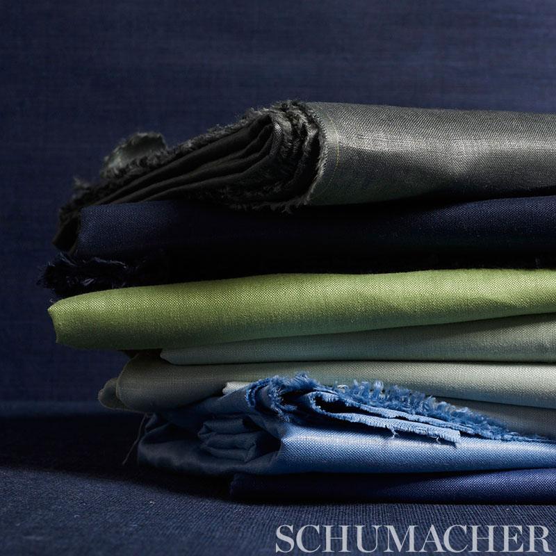 Schumacher Lange Glazed Linen Graphite Fabric