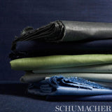 Schumacher Lange Glazed Linen Navy Fabric
