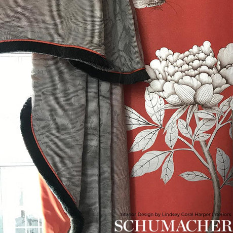Schumacher Colette Linen/Silk Damask Charcoal Fabric