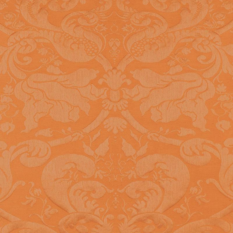 Schumacher Gavotte Brocatelle Damask Terracotta Fabric