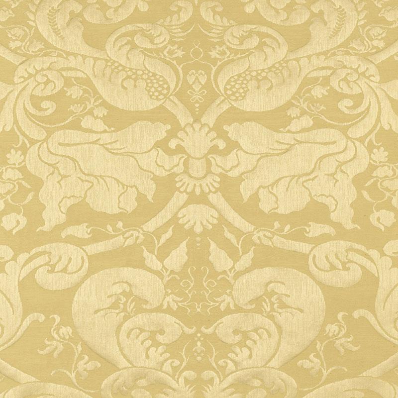 Schumacher Gavotte Brocatelle Damask Beige Fabric