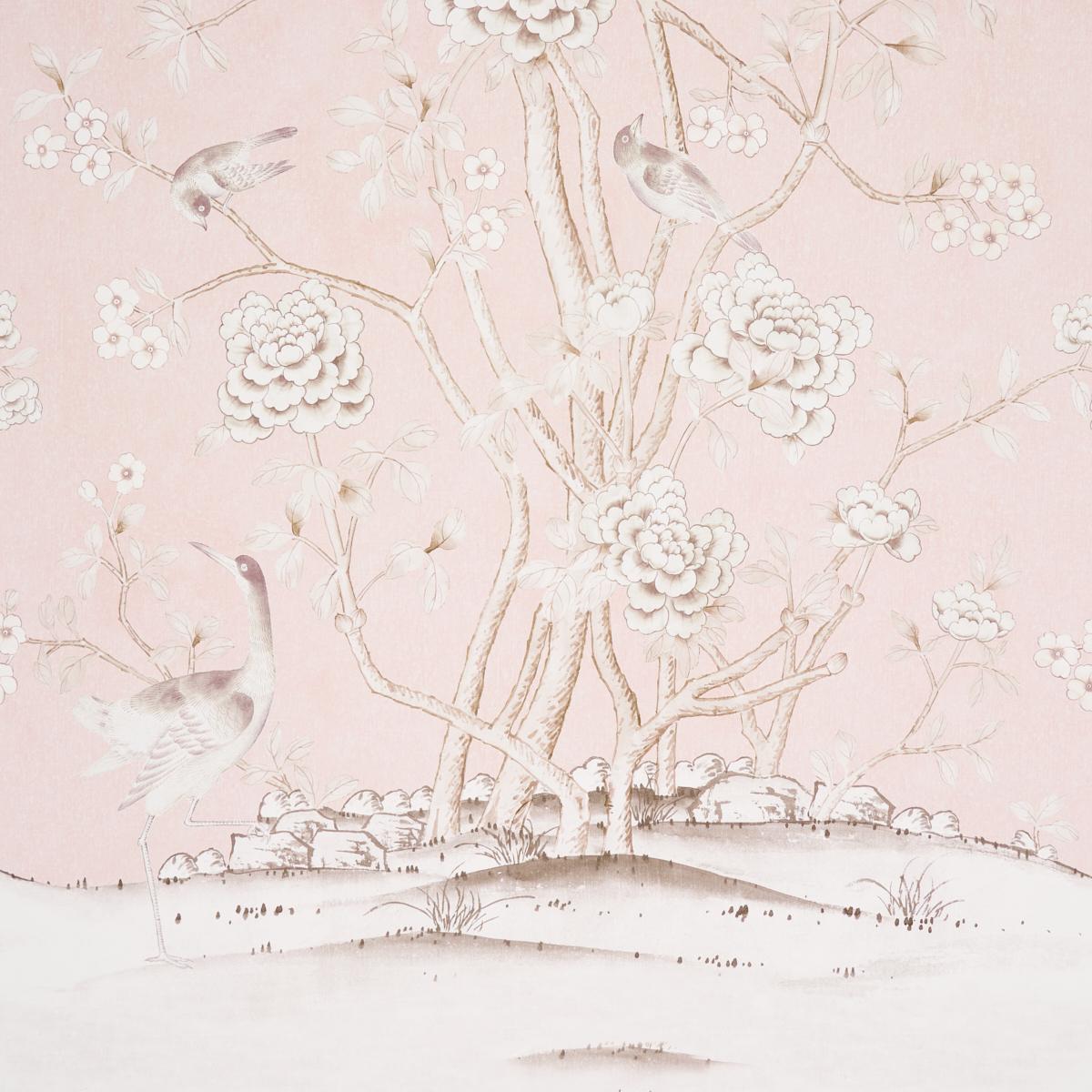 Schumacher Chinois Palais Vinyl Panel Blush Wallpaper
