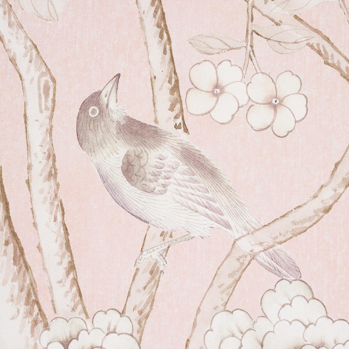 Schumacher Chinois Palais Vinyl Panel Blush Wallpaper