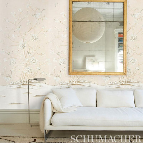 Schumacher Chinois Palais Vinyl Panel Blush Wallpaper