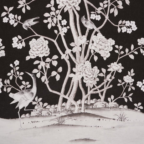 Schumacher Chinois Palais Vinyl Panel Noir Wallpaper