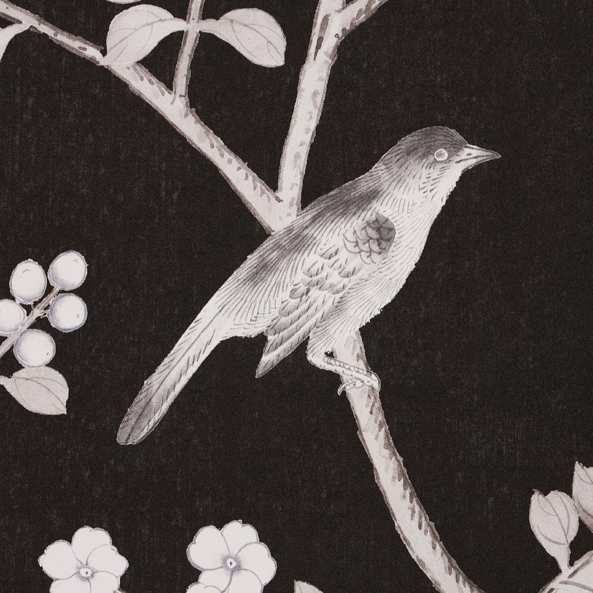 Schumacher Chinois Palais Vinyl Panel Noir Wallpaper