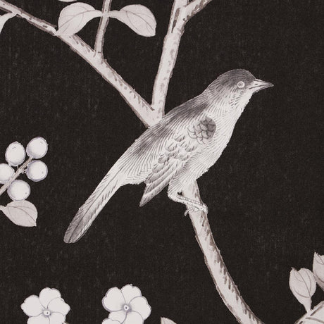 Schumacher Chinois Palais Vinyl Panel Noir Wallpaper