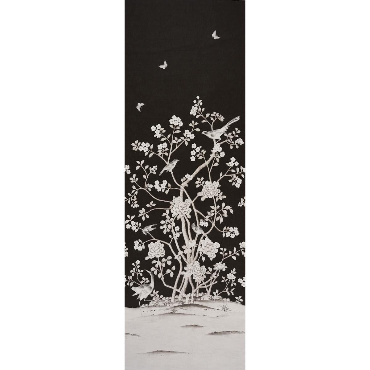 Schumacher Chinois Palais Vinyl Panel Noir Wallpaper