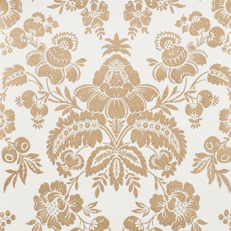 Schumacher Simone Damask Gold Wallpaper