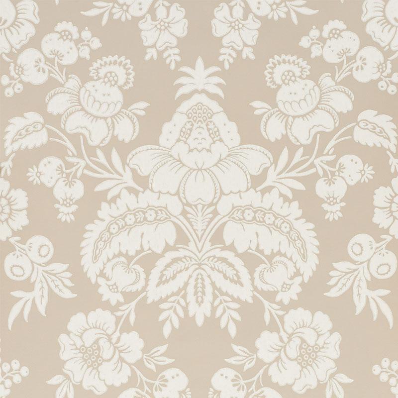 Schumacher Simone Damask Stone Wallpaper