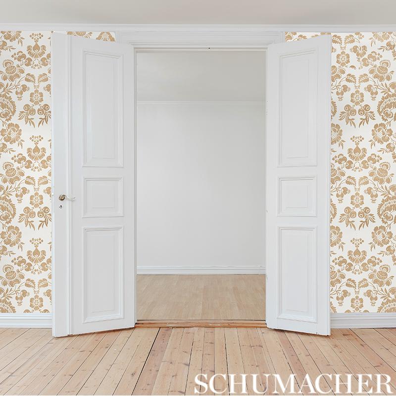 Schumacher Simone Damask Stone Wallpaper