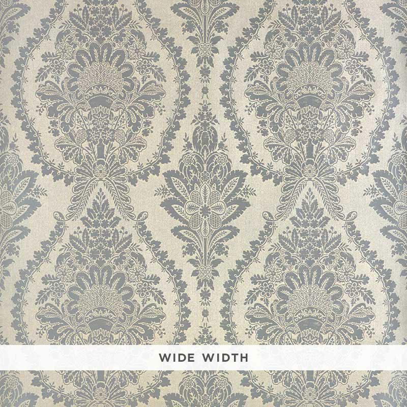 Schumacher Incandescence Damask Burnished Silver Wallpaper