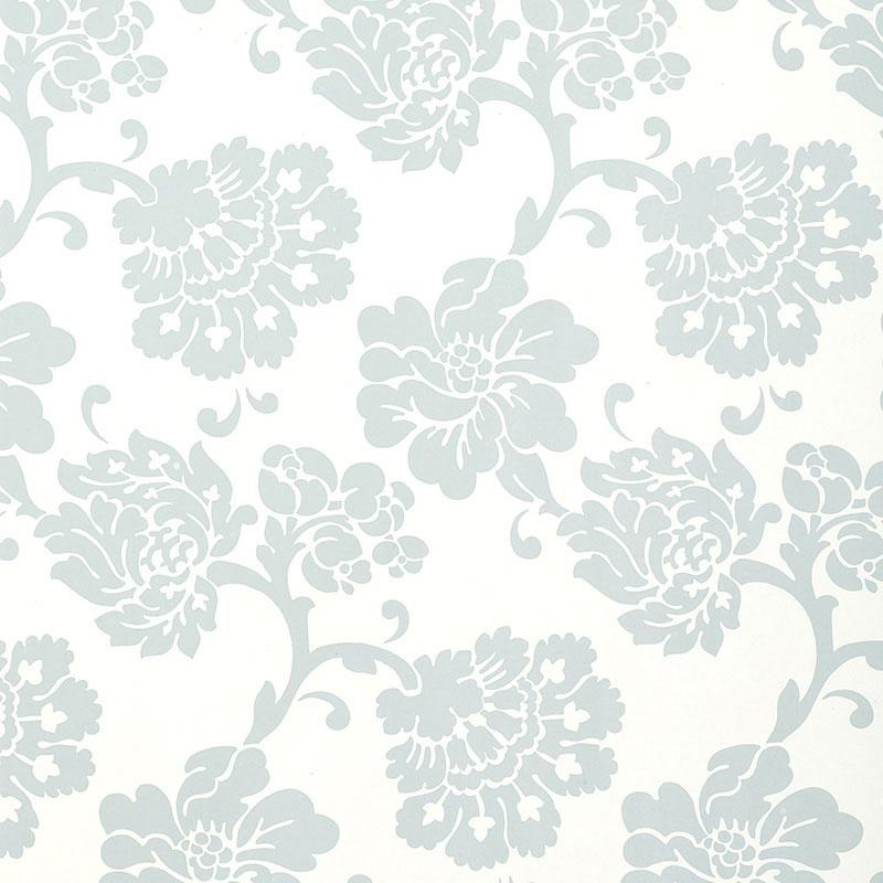 Schumacher Albero Floreale Damask Aqua Wallpaper