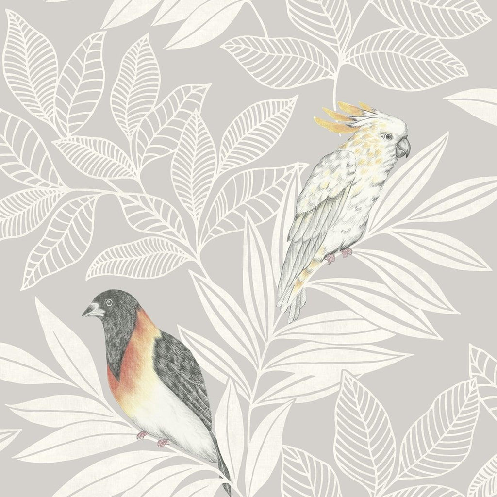 Seabrook Paradise Island Birds Grey Wallpaper
