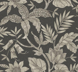 Seabrook Rainforest Leaves Black Wallpaper