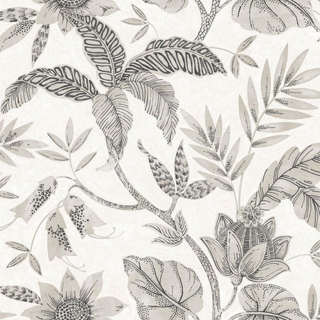 Seabrook Rainforest Leaves Beige Wallpaper