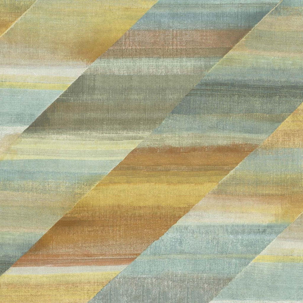 Seabrook Rainbow Diagonals Burnt Orange, Dandelion, and Seafoam Wallpaper