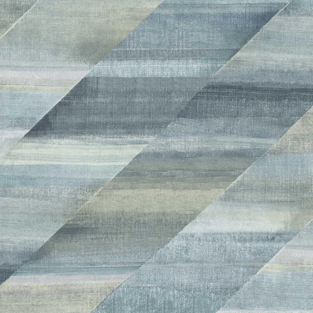 Seabrook Rainbow Diagonals Steel Blue and Stone Wallpaper