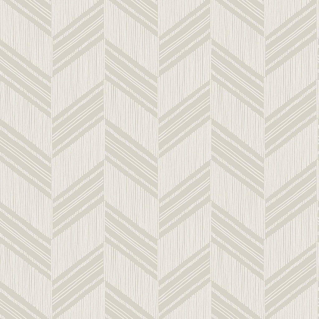 Seabrook Boho Chevron Stripe-Stringcloth Cinder Gray and Ivory Wallpaper