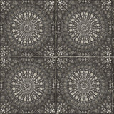Seabrook Mandala Boho Tile Black Wallpaper
