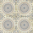 Seabrook Mandala Boho Tile Coral, Cream, and Midnight Blue Wallpaper