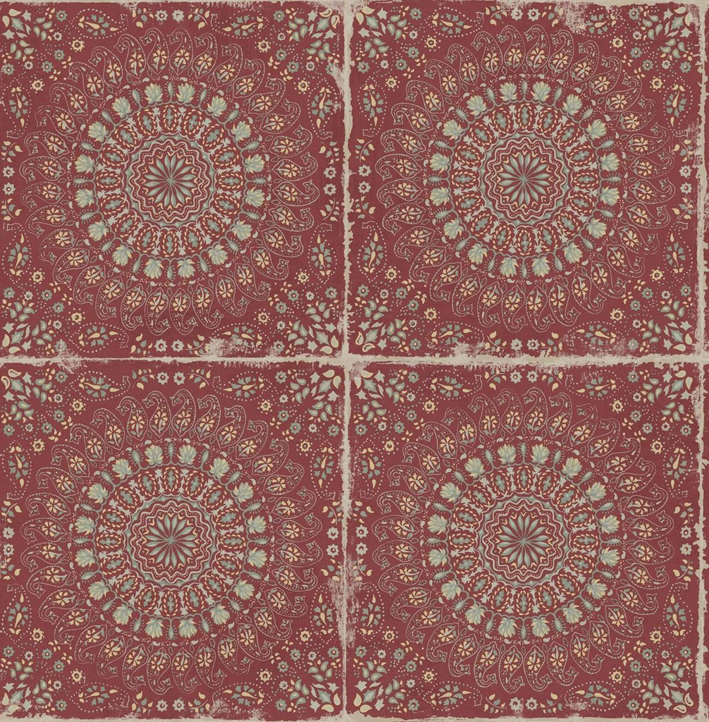 Seabrook Mandala Boho Tile Red Wallpaper