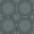 Seabrook Mandala Boho Tile Navy Blue and Dandelion Wallpaper