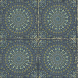Seabrook Mandala Boho Tile Blue Wallpaper