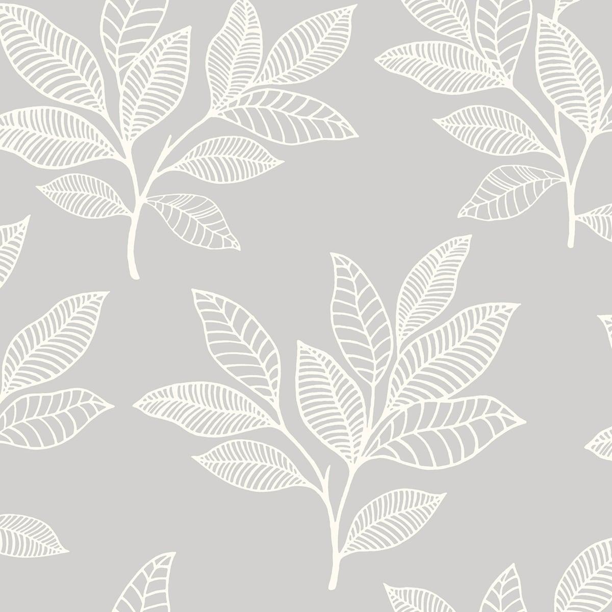Seabrook Paradise Leaves Daydream Gray Wallpaper