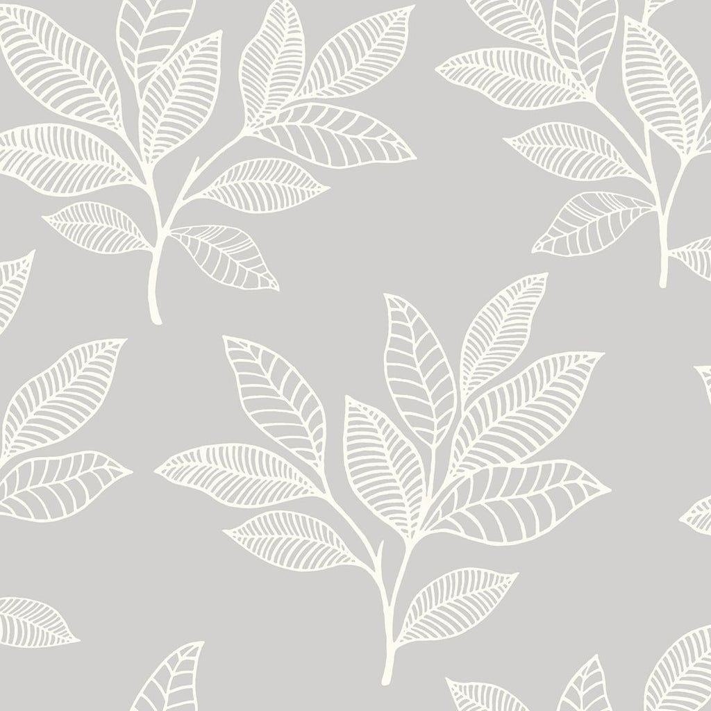 Seabrook Paradise Leaves Daydream Gray Wallpaper