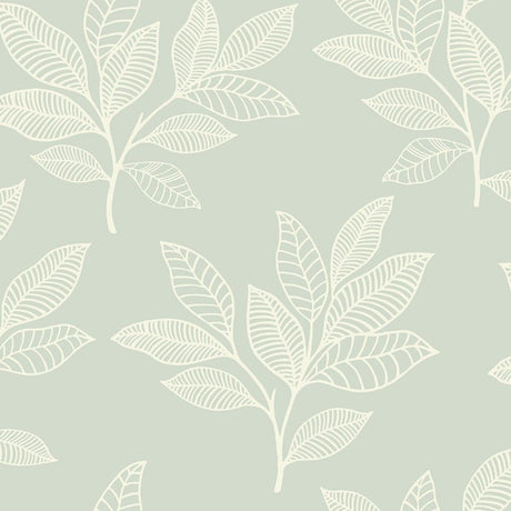 Seabrook Paradise Leaves Mint Wallpaper