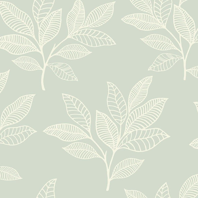 Seabrook Paradise Leaves Mint Wallpaper