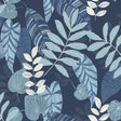 Seabrook Tropicana Leaves Sky Blue and Champlain Wallpaper