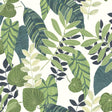 Seabrook Tropicana Leaves Viridian and Dill Wallpaper